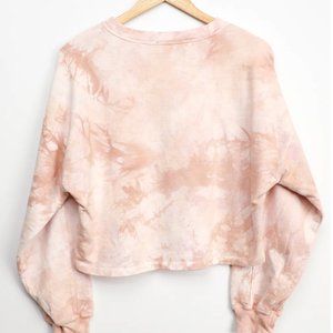 Chilled Out Blush Tie-Dye Cropped Drop Shoulder Sweatshirt Lulus